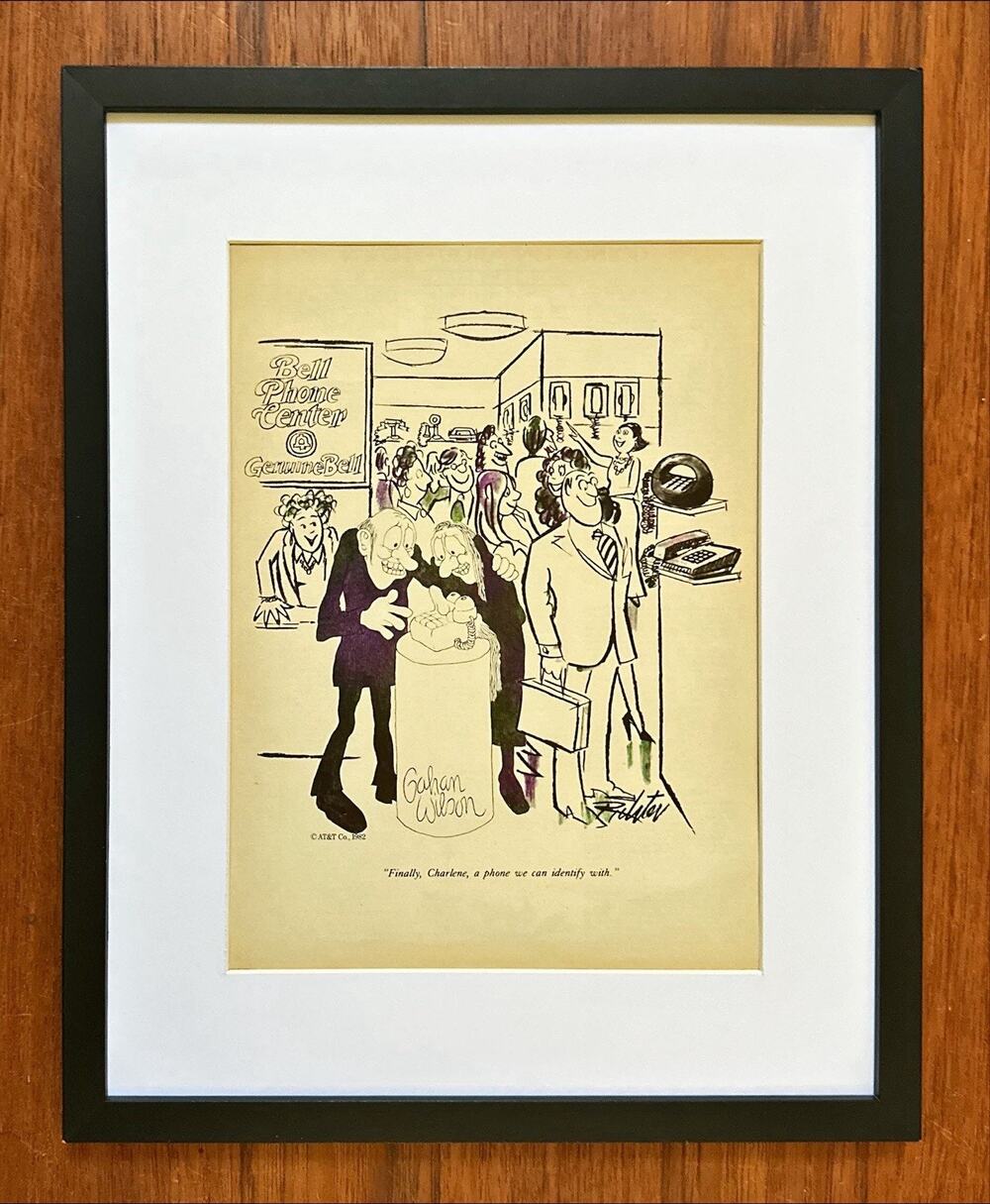Framed 1982 Magazine Cartoon Clipping Richter Phone Center